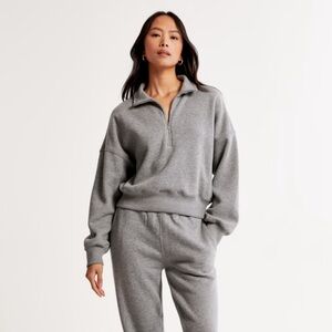 A&F Abercrombie & Fitch essential vintage Sunday half zip sweatshirt medium gray